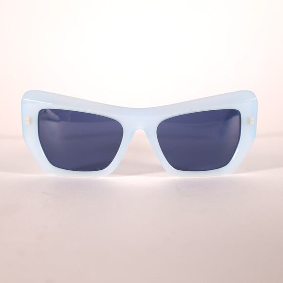 MCM Cat Eye Rectangle Sunglasses - Shiny Light Blue / Smoke - NWT - Picture 2 of 8